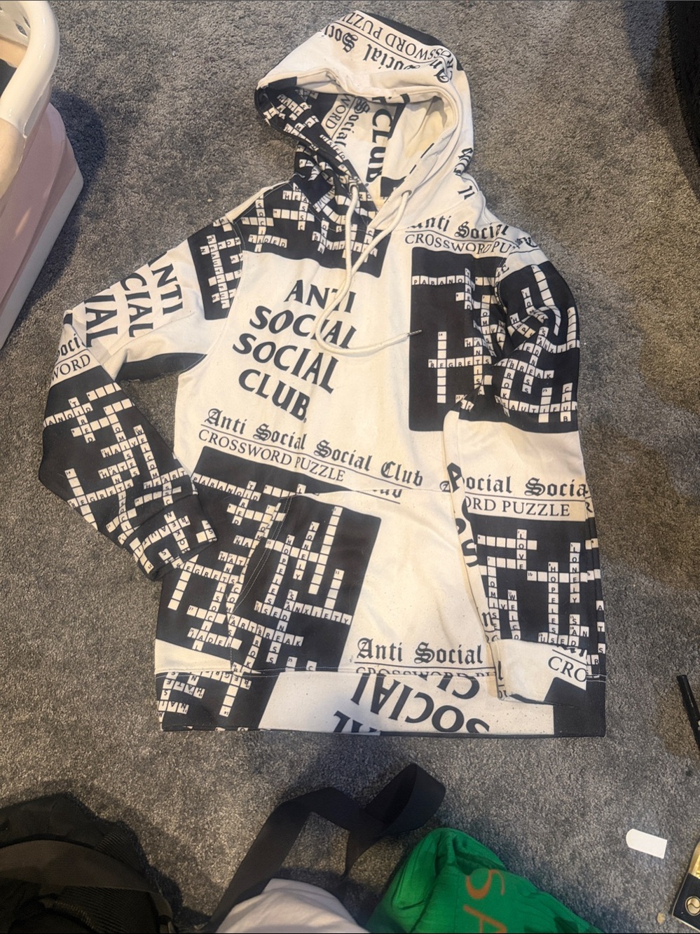 Anti Social Social Club ASSC Crossword Puzzle Hoodie Size Small
